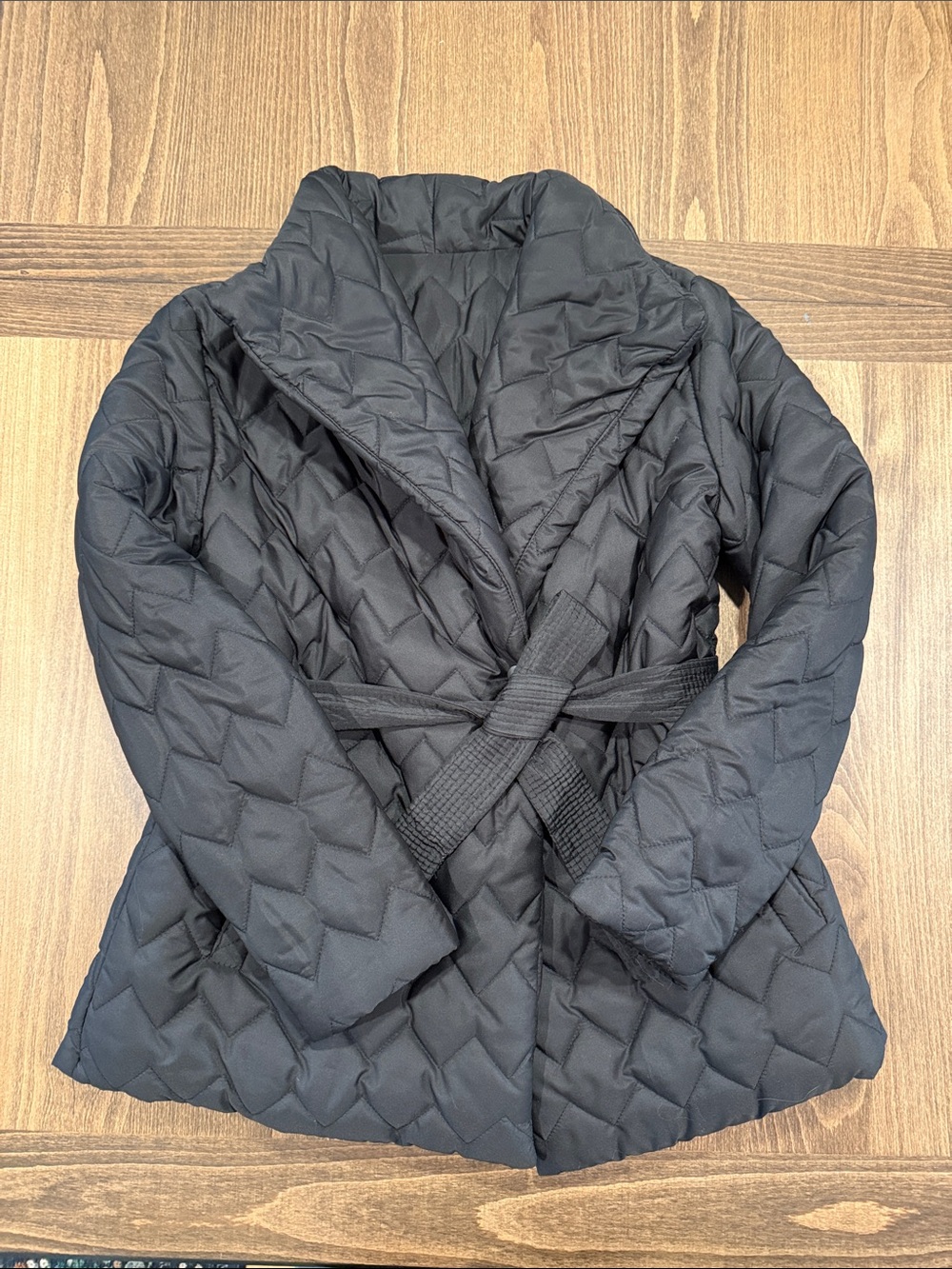 Classic Black Quilted Wrap Jacket - Women's